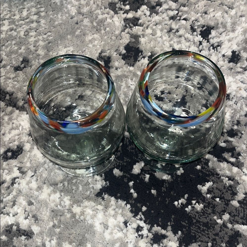 Colorful Rimmed Glass Goblets - Picture 2 of 4
